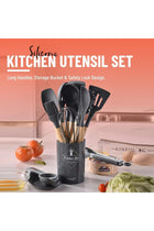 12-Pieces Silicone Cooking Utensil Set with Wooden Handles | BPA-Free | Heat-Resistant | Non-Stick Cookware