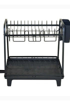 Dish Drying Rack, Rust-Resistant Double Layer Dish Drying Rack Black 43x13x33 cm