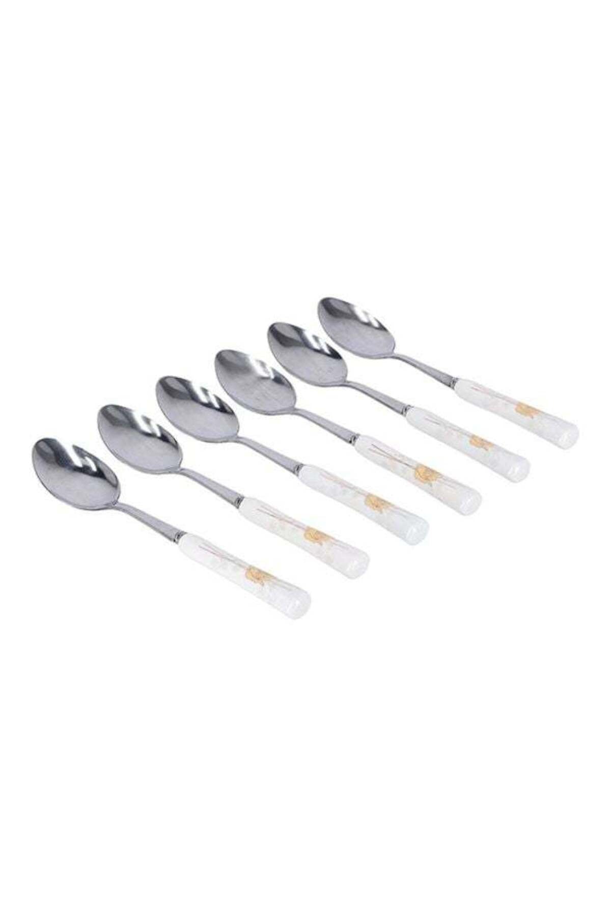6-Piece Tea Spoon Set White/Yellow/Silver