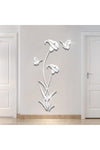 3D Mirror Flower Wall Sticker Acrylic DIY Mirror Decor Self Adhesive Flower Wall Decal for Living Room Bedroom TV Background Porch Home Decoration Silver 70.8x37.4 Inch