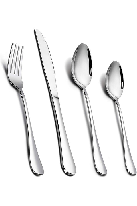 Cutlery Set, Stainless Steel 24 Piece Cutlery Set for 6 People, Flatware Silverware Set with Knife Fork Spoon, Elegant Tableware for Daily Use/Christmas, Mirror Finished.