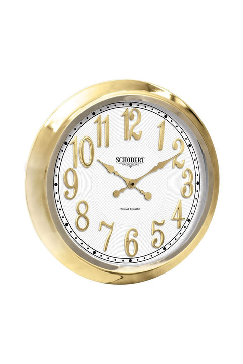 Metal Big Wall Clock 5124GN 50cm, Non Ticking, Battery Operated Quartz, Italian Design, 3D Numerals / Clock for Living Room Kitchen Bedroom