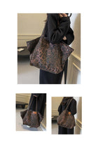 New Women's Tote Bag, Korean Style, Large Capacity Leopard Print Handbag, Trendy Fashionable Personality Commuter Underarm Shoulder Bag