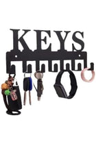 Wall Mounted Key Holder with 7 Hooks in Black Metal
