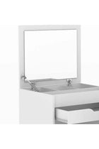 Eldon Compact Dressing Table | Vanity Table | Makeup Table | With Drawer And Storage In Seat Durable Vanity Table Dressing Makeup Desk With Storage Modern Design Bedroom Furniture L 54x45x130 Cm White