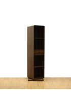 Gwen Swivel Standing Cabinet With Mirror | Durable Cupboard | Dressing Makeup Storage Without ChairL48xW48xH165.7cm - Brown Walnut