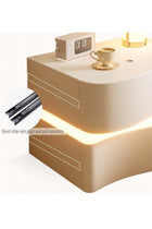 Set of 2 Modern High Gloss One Touch Switch Night Light LED Nightstand with 2 Storage Drawers Solid Wood Bedside End Table Furniture 50x40.5x50 cm (Fully Assembled)