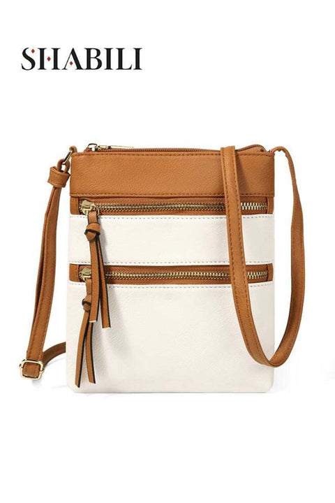 Women Shoulder Bag PU Large-Capacity Multi-Pocket Crossbody Sling Satchel
