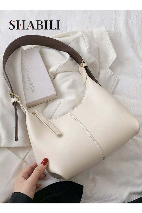 Women Vintage Large-Capacity PU Leather Ladies Bag Shoulder Bag Tote Bags Clutch Crescent Purse