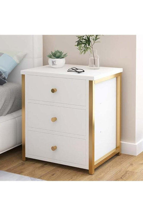 Bedside Cabinet, Bedside Table, Wooden Nightstand with 3 Drawers and Spacious Countertop Sofa Side Table for Bedroom Living Room (White)