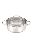 9 Piece Triply Stainless Steel Cookware Set, set includes 1x14cm Open Saucepan, 1x16cm Casserole with lid, 1x20cm Low Casserole with lid, 1x20cm Casserole with lid, 1x24cm Casserole with lid