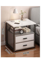 Bedside Storage Cabinet, Modern Side Nightstand Desk with Two Storage Drawer, Simple Mini Space Saving for Bedroom Office Lounge Living Room White
