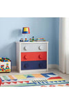 Blocks 3 Drawers Dresser | Durable Vanity Table | Dressing Makeup Desk L80xW39.5xH76.5cm - Grey & Red+Blue
