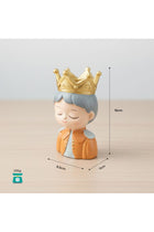 Marketplace King and Queen Planter Polyresin Decorative Flower Vase Royal Face Succulent Pot Cute Crown Design Indoor Outdoor Home Office Decor Pen Pencil Holder Gift (2Pcs Set)