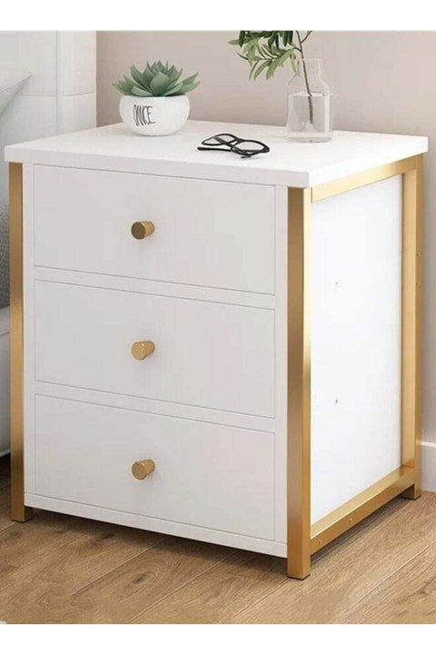 Bedside Table with 3 Drawers Side Table Small Nightstand Table with Drawer for Bedroom Sofa Couch Beside End Table for Living Room Household Storage Cabinet for Home Decor
