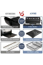 Stainless Steel Dish Rack for Kitchen Counter, Large-Capacity Dish Drainer with Cutlery Holder, Kitchen Organizer for Dishes, Spoons and Forks, Black