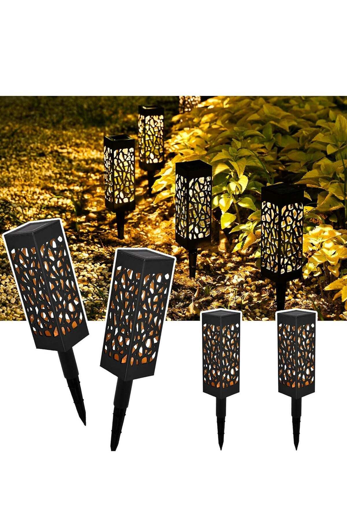 Garden Decor, Solar Outdoor Lights, Solar Lights Outdoor Waterproof for Garden Yard Patio Walkway Driveway Outside Decor 4 Pack Black