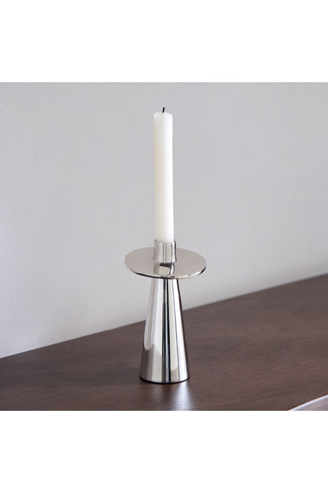 Nouf Disc Metal Taper Candleholder - 18 cm Color: Nickel