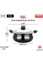 Hard Anodized Handi with Lid- Medium, 5 Ltr Non - Induction