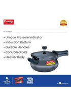 Deluxe Plus Hard Anodised Aluminium Pressure Cooker | With Lid |Curved Design|User Friendly Handles Black 5Liters