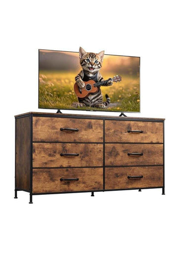 Dressing Storage Model with Electric 6 Drawers For Home inside Room 51.2" inch Brown Color