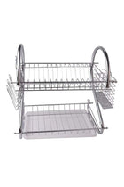 2-Tier Dish Drying Rack With Drain Board Silver/White