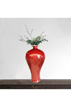 Chinese Ceramic Lang Vase - Elegant Red Flower Arrangement Vase for Home Decoration (Vase 3)