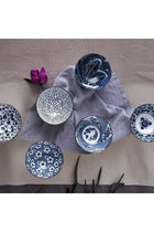 Ceramic Cereal Bowls Salad,Soup,Rice Bowl Set,Blue and White (4.5 inch)