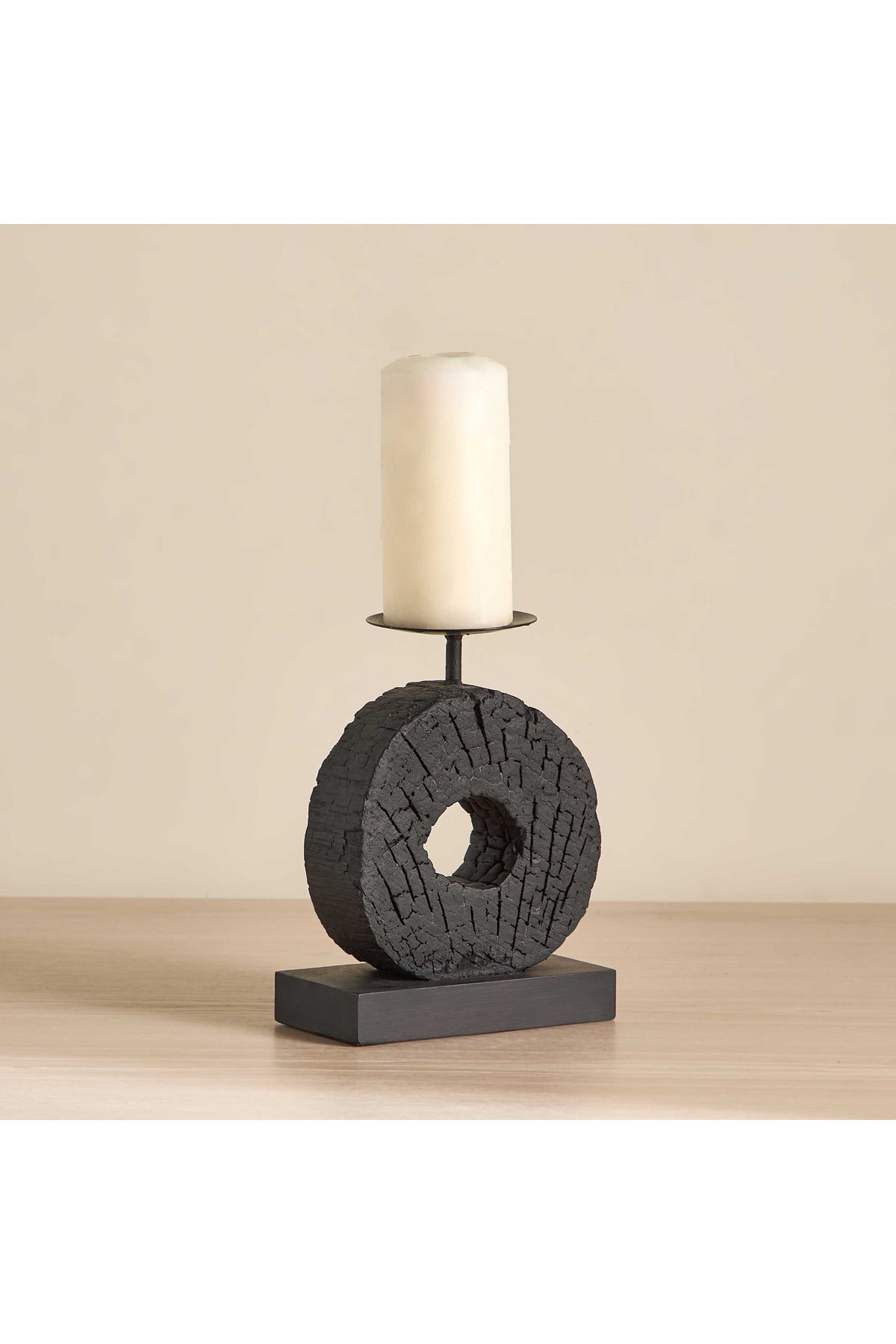 Dole Charred Log Pillar Candleholder