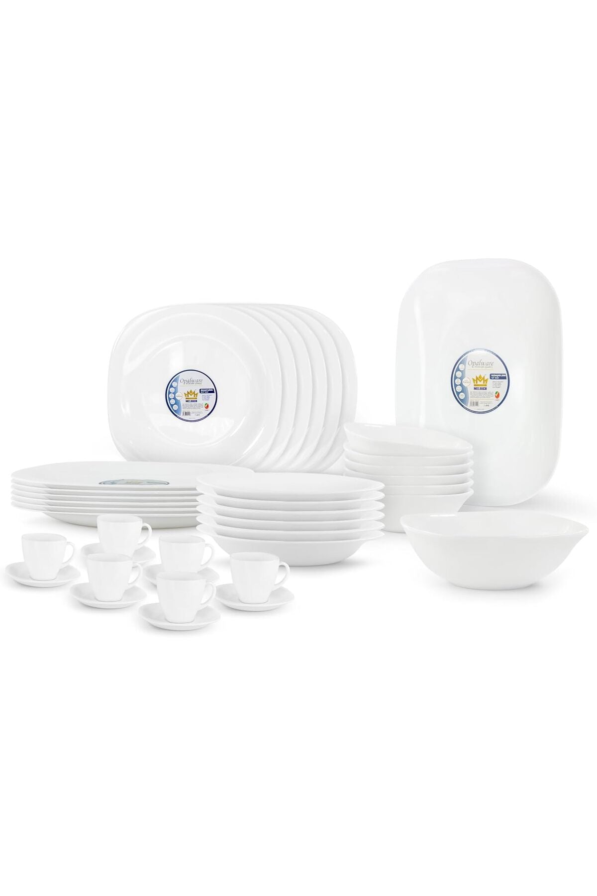 38 Piece Opalware Dinner Set with Plates, Bowls, Cups & Saucers
