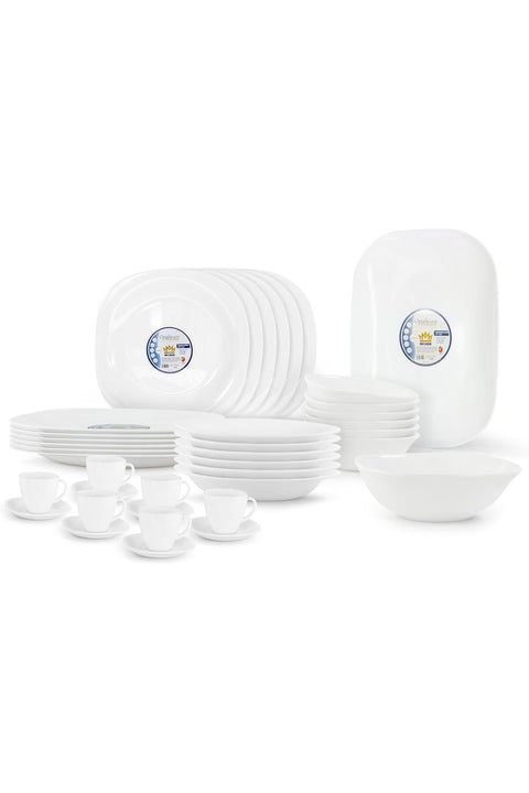 38 Piece Opalware Dinner Set with Plates, Bowls, Cups & Saucers