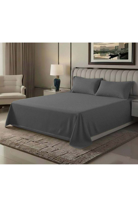 3-Piece Premium Microfiber Bed Sheet Set – Double Size Flat Sheet (230x255 cm) with 2 Pillowcases, Grey