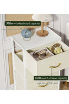 4-Drawer Dresser Vertical Storage Tower Fabric Dresser for Bedroom, Hallway, Entryway, Closet Organizer, Nightstand Bedside Table Furniture,Wooden Top,White