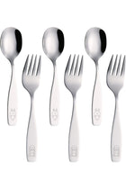 Children'S Cutlery Stainless Steel 6Pcs/ Kids Fork And Spoon Set - Dog & Bunny Engraved