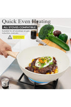0TO1 12-Piece Granite Coating Cookware Set for All Stoves, Induction & Oven Safe, White