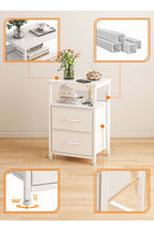 3-Tier Nightstand Side Table with 2 Fabric Drawers Home Bedside Table End Coffee Table for Bedroom 45*30*73cm White