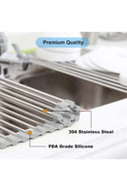 Over The Sink Dish Drying Rack, Roll up Sink Dish Drainer Rack Multipurpose Foldable Kitchen Stainless Steel Dish Rack Sink Drying Rack (17.7” x 11.8”)