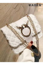 Women's New Fashionable Shoulder Bag, Ladiesversatile Chain Bag, Lamb Plush Crossbody Bag Side Bag Sling Bag, Textured Hardware Commuting Carrying Bag Handbag Tote Bag