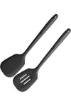 Cooking Turners 2 Pack: 315℃ Heat Resistant Solid & Slotted Silicone Spatula Flipper, 35cm Long
