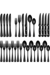 24-Piece Black Silverware Set with Steak Knives, Flatware Set for 4, Stainless Steel Tableware