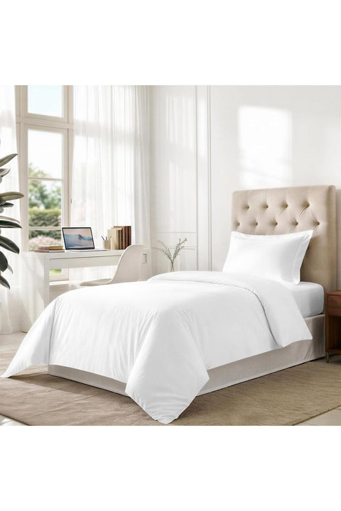 Royale 100% Cotton GCC Single Duvet Cover Set 160x210 cm White, 1000 Thread Count Thick Exquisite Long Staple Cotton Sateen Weave Quilt Cover with 1 Pillowcase (White Bedding Set)