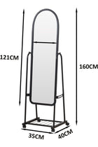 Rolling Full Length Mirror with Shelf, Standing Full Body Mirror Angle Adjustable Floor Dressing Mirror with Wheels for Home, Studio, Store, 35×160CM (Black)