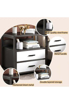 Modern Bedside Cabinet, Wooden Nightstand Side Table with 2 Drawers and Open Shelf Storage, Simple Bedside Table for Bedroom Living Room, CTG2 (White)