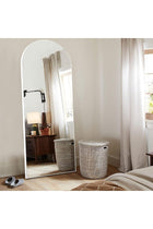 Arched Full Length Mirror, 160x60cm Arch Floor Mirror with Stand, Full Length Mirror Wall Mirror Hanging or Leaning Arched-Top Full Body Mirror for Bedroom (White, 160x60cm (63"x23.6"))