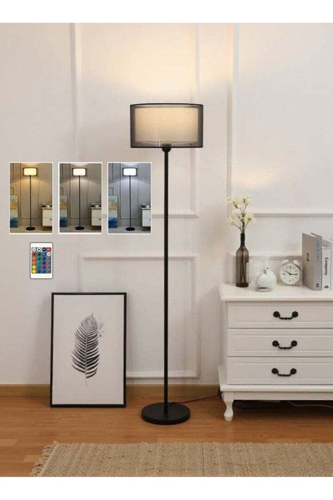 Floor Lamp Fabric Lampshade, Remote Control 16 Color Dimmable, Soft Light Floor Lamps for Eye Care