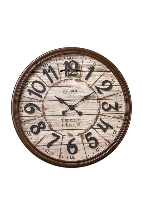 Solid Wood Frame Modern Round Design Wooden Wall clock 6428 Pendulum Italian Design 60cm Silent Silky Move