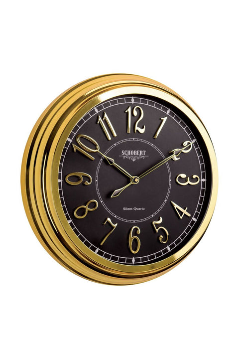 Metal Wall Clock 5138GN2, 39cm, Silent Non Ticking, Battery Operated, Italian Design for Living Room, Bedroom, Kitchen