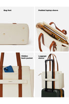 Sunflower Tote Bag | 14-inch Laptop Fit | Premium Vegan Leather | Water-Resistant | Beige
