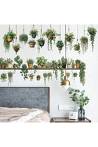 X Spring Green Plant Wall Stickers, 3D Potted Succulent Leaves Wall Decals, Removable Cactus Mural, Peel and Stick Vinyl Art for Kitchen Home Office Bedroom Decor, Large 33 Inch Nature Theme