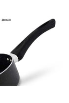 Milk Pan 16CM - Superior Aluminium Body with High-Grade Granite Gray Coating, Eco-Friendly PFOA Free, Healthy Non-Stick Interior, Heat Proof Bakelite Handle, Tempered Glass Lid, Dishwasher Safe